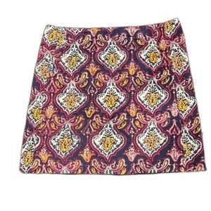 J. Crew Paisley Mini Skirt in Navy, Pink, Yellow, White